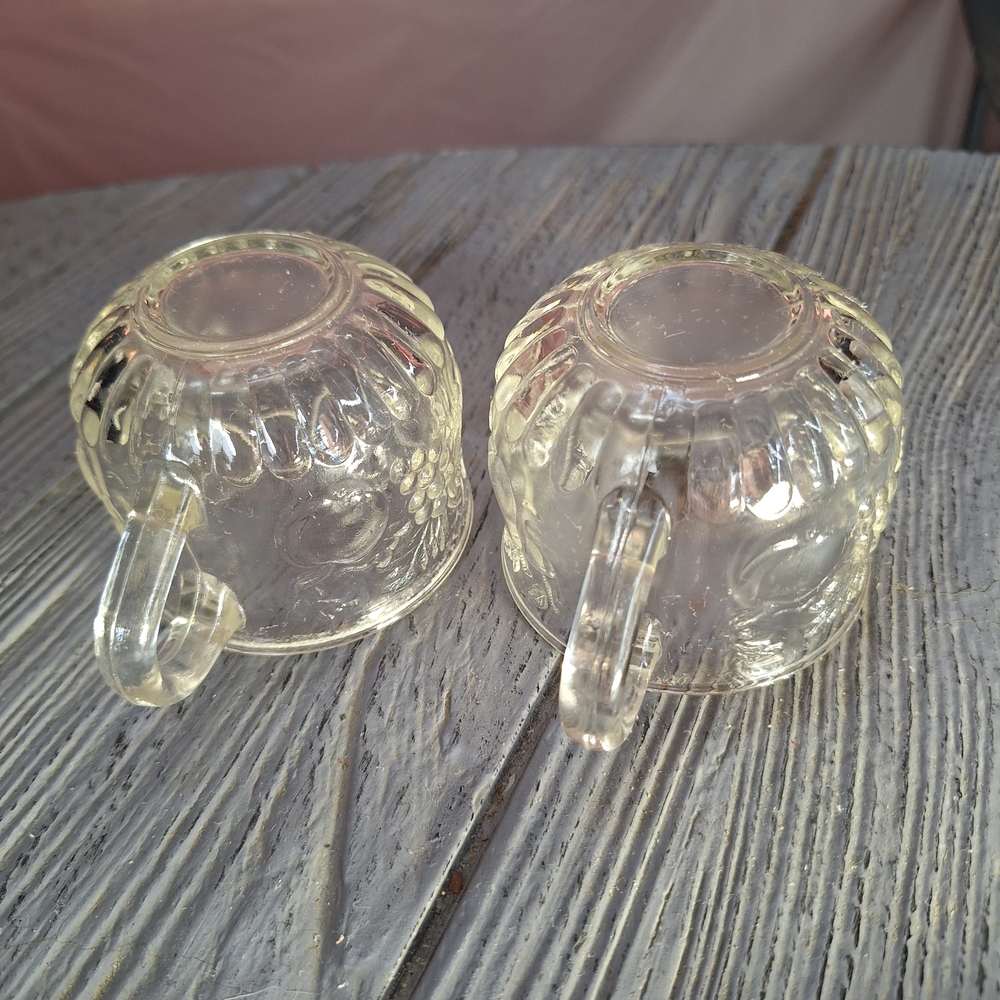 Vintage Jeannette Glass Clear Glass "Fruit" Pattern 2 Embossed/ Raised Fruit - Picture 6 of 9